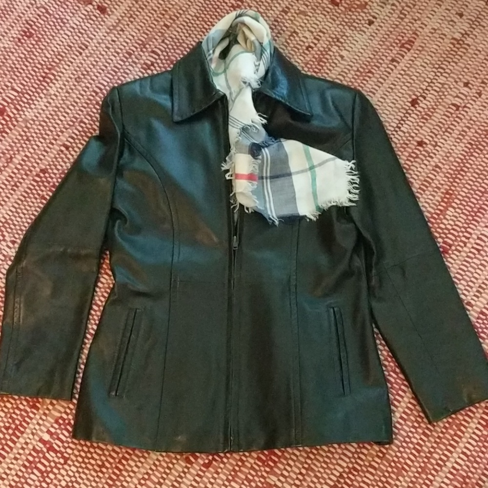 Brown Leather Women's Zip-Front Jacket